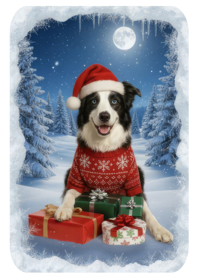 Vánoční tričko s Border kolií dámské1